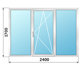 Холодное окно на лоджию распашное NEWTEC 2400x1700