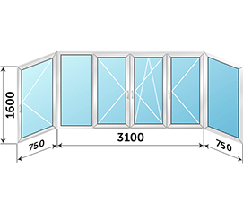 Холодное балконное окно распашное ALUTECH 4600x1600