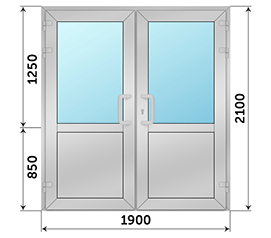 Двухстворчатая дверь со стеклом ALUMARK 1900x2100