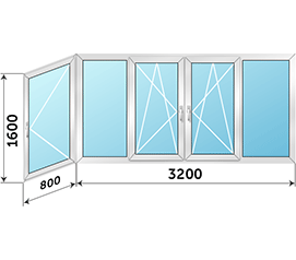Холодное окно на лоджию распашное Provedal 4000x1600