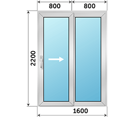 Полуторная дверь остекленная NEWTEC 1600x2200