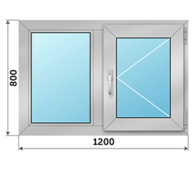 Двухстворчатое окно ALUMARK 1200x800