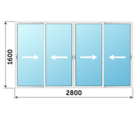 Окно на балкон NEWTEC 2800x1600