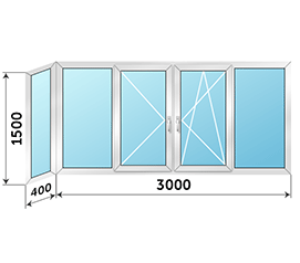 Холодное окно на лоджию распашное ALUTECH 3400x1500