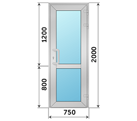 Одностворчатая дверь остекленная NEWTEC 750x2000